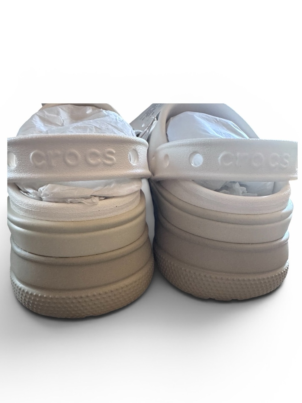Crocs Classic Stacked Platform Clog Chalk Bone White M4/W6 NWT Elevated Clogs - Picture 3 of 11